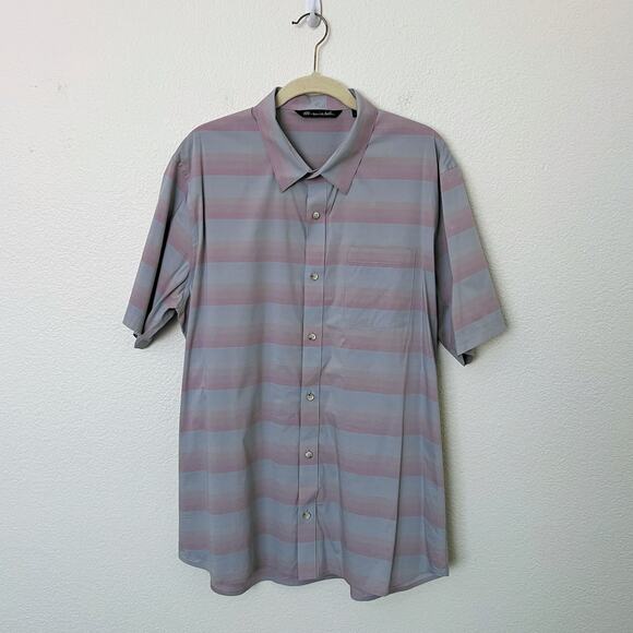 [Travis Mathew] Increments Blue Pink Striped Short Sleeve Button Down Shirt XL - Picture 2 of 13